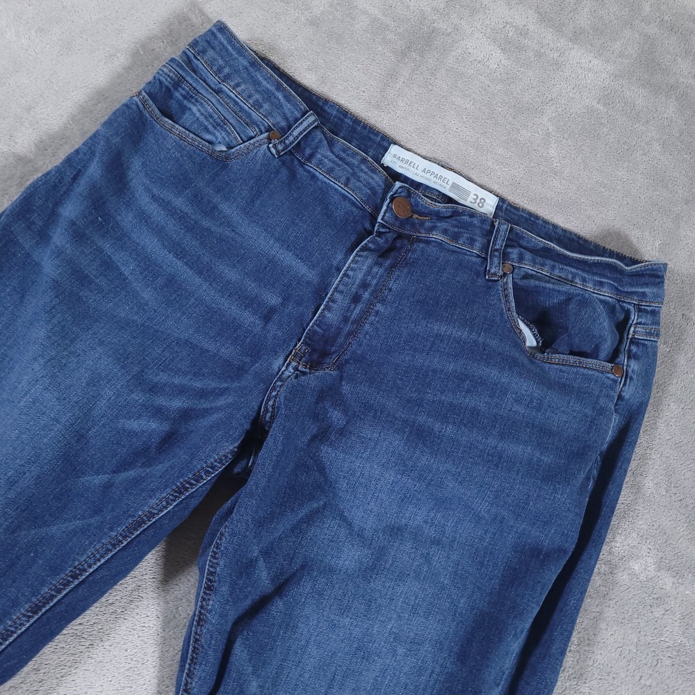 Barbell Apparel Jeans Mens 38x32 Blue Straight Athletic Fit Denim Stretch Casual